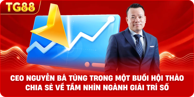 CEO Nguyễn Bá Tùng trong một buổi hội thảo chia sẻ về tầm nhìn ngành giải trí số.